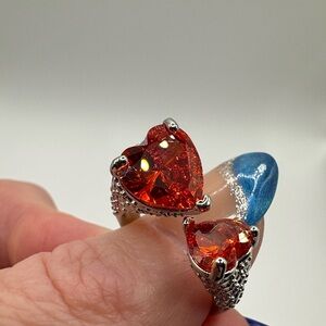 Zircon Hearts on Expandable Copper Ring